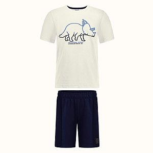 CONJUNTO DE VERÃO ALAKAZOO BERMUDA COM CAMISETA MANGA CURTA MALHA MASCULINO INFANTIL