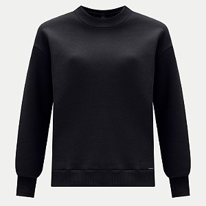BLUSÃO LUNENDER MOLETOM PRETO CARECA FEMININO ADULTO