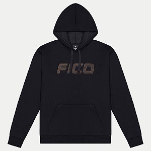 BLUSÃO FICO MOLETOM PRETO COM CAPUZ MASCULINO ADULTO