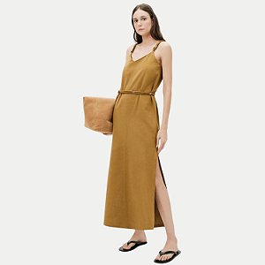 VESTIDO HERING REGATA CARAMELO DE ALGODÃO COM VISCOSE FEMININO ADULTO