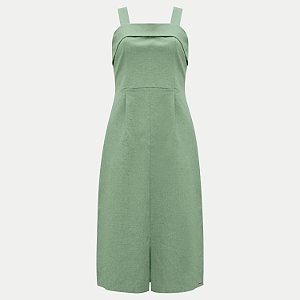 VESTIDO LUNENDER REGATA VERDE LINHO MIDI FEMININO ADULTO