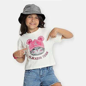 BLUSA ALAKAZOO MANGA CURTA MALHA SILKADA FEMININA INFANTIL
