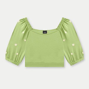BLUSA LUNENDER HITS MANGA CURTA MALHA CROPPED FEMININA INFANTIL
