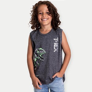 CAMISETA RANDA MUNDU REGATA ALGODÃO SILKADA AZUL  MASCULINA INFANTIL