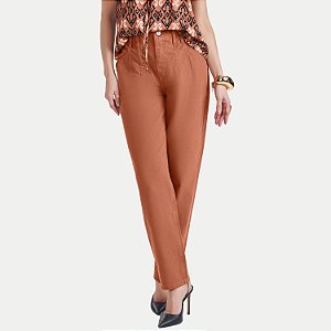 CALÇA DOCE TRAMA BRIM BRUTO CARAMELO CIGARRETE FEMININA