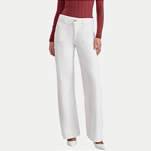 CALÇA DOCE TRAMA BRIM COM ELASTANO WIDE LEG  FEMININA