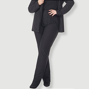 CALÇA LISAMOUR MISTO RETA RISCA DE GIZ  FEMININA ADULTO