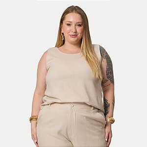 BLUSA LISAMOUR REGATA VISCOSE BEGE FEMININA ADULTO