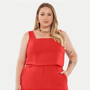 BLUSA LISAMOUR REGATA DE TECIDO PLANO VERMELHA FEMININA ADULTO