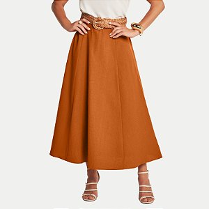 SAIA DOCE TRAMA MISTA CARAMELO MIDI FEMININA ADULTO