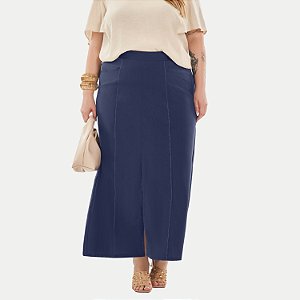 SAIA LISAMOUR VISCOLINHO AZUL MARINHO LONGA FEMININA ADULTO