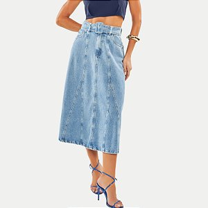 SAIA DOCE TRAMA JEANS BRUTO MIDI FEMININA ADULTO