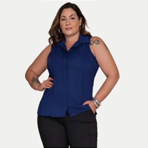 CAMISETE KENIA CAMÕES REGATA VISCOLINHO AZUL MARINHO FEMININA