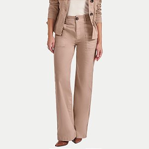 CALÇA DOCE TRAMA BRIM COM ELASTANO CONFORT BEGE ESCURO FEMININA ADULTO