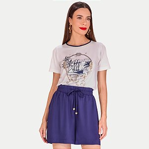 BLUSA MIRA VEST MANGA CURTA TSHIRT OFFWHITE VISCOLYCRA FEMININA ADULTO