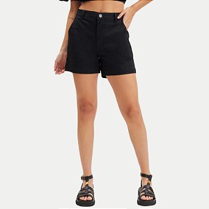SHORT YOUNG BRIM COM ELASTANO PRETO ESPORTE FINO FEMININO ADULTO