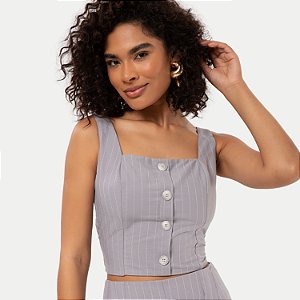 BLUSA LUNENDER REGATA POLIESTER CROPPED CINZA FEMININA ADULTO