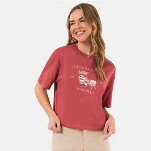 BLUSA LUNENDER MANGA CURTA TSHIRT ALGODÃO SILKADA ROSA FEMININA ADULTO