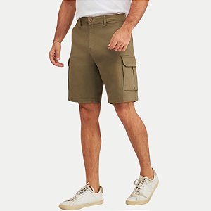 BERMUDA YOUNG BRIM COM ELASTANO VERDE CARGO MASCULINA ADULTO