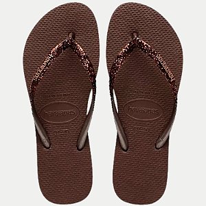 CHINELO HAVAIANAS SLIM GLTTER II DE DEDO MARROM FEMININO ADULTO