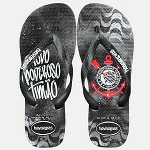CHINELO HAVAIANAS TOP TIMES CORINTHIANS DE DEDO PRETO MASCULINO ADULTO