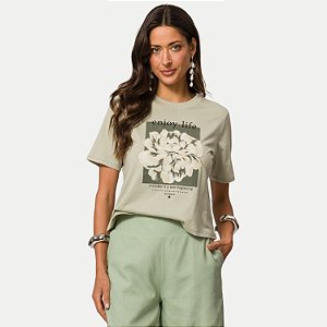 BLUSA DOCE TRAMA MANGA CURTA TSHIRT ALGODÃO SILKADA VERDE FEMININA ADULTO
