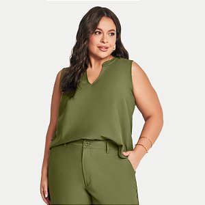 BLUSA DOCE TRAMA REGATA LINHO VERDE FEMININA ADULTO
