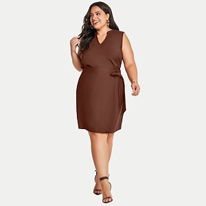 BLUSA DOCE TRAMA REGATA LINHO MARROM FEMININA ADULTO