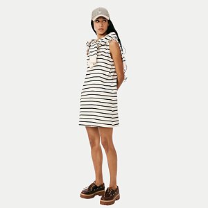 VESTIDO HERING REGATA ALGODÃO LISTRADO BRANCO COM PRETO FEMININO ADULTO