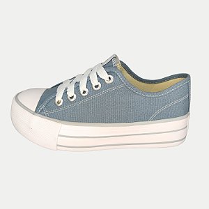 TÊNIS STREET STAR CASUAL AZZUL JEANS  LONA COM CADARÇO FEMININO ADULTO