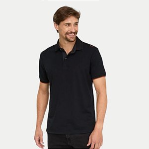 POLO SALLO MANGA CURTA SLIM MISTA COM VIVO  PRETA MASCULINA ADULTO