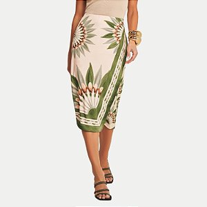SAIA DOCE TRAMA VISCOSE MIDI ESTAMPADA VERDE FEMININA ADULTO