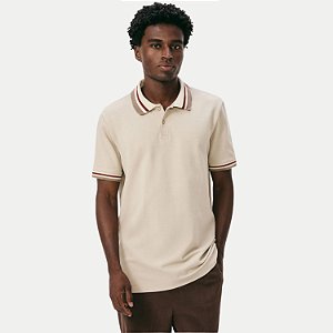 POLO HERING MANGA CURTA COMFORT MALHA LISA BEGE MASCULINA ADULTO