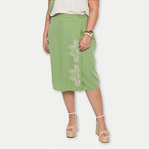SAIA LISAMOUR VISCOLINHO VERDE MIDI BORDADA FEMININA ADULTO
