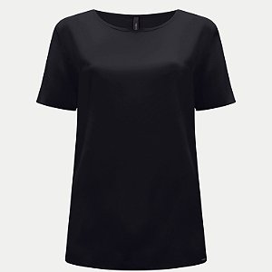 BLUSA LUNENDER MANGA CURTA VISCOSE PRETA FEMININA ADULTO