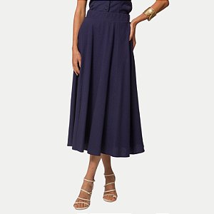 SAIA DOCE TRAMA MISTA MIDI AZUL MARINHO FEMININA ADULTO