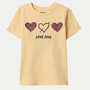 BLUSA HERINGKIDS MANGA CURTA TSHIRT ALGODÃO SILKADA AMARELA FEMININA INFANTIL
