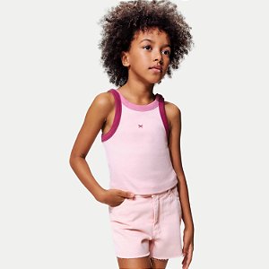 BLUSA HERINGKIDS REGATA ROSA MALHA CANELADA FEMININA INFANTIL