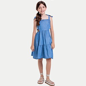 VESTIDO VIGAT REGATA JEANS TENCEL FEMININO INFANTIL