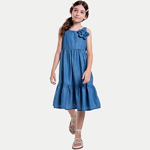 VESTIDO VIGAT REGATA JEANS TENCEL FEMININO INFANTIL