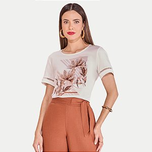 BLUSA MIRA VEST MANGA CURTA TSHIRT VISCOLYCRA OFFWHITE FEMININA ADULTO