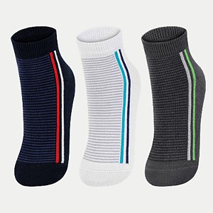 MEIA LUPO KIDS PACOTE COM 3 PARES  SOQUETE MASCULINA INFANTIL(CORES SORTIDAS) 297852-P