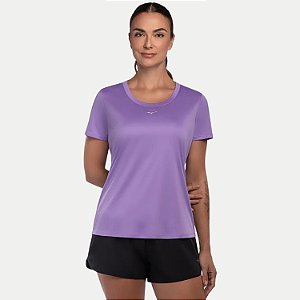 BLUSA MIZUNO MANGA CURTA POLIESTER FITNESS LILAS FEMININA ADULTO