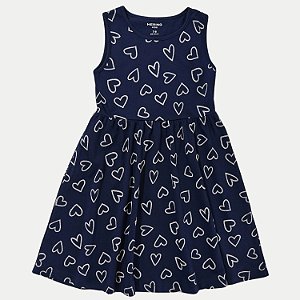 VESTIDO HERINGKIDS REGATA MALHA ESTAMPADO AZUL MARINHO FEMININA INFANTIL