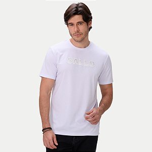 CAMISETA SALLO MANGA CURTA SLIM MISTA SILKADA BRANCO MASCULINO ADULTO