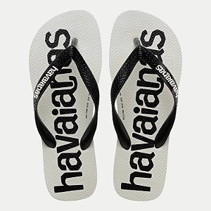 CHINELO HAVAIANAS TOP LOGOMANIA 2 DE DEDO BRANCO COM PRETO MASCULINO ADULTO