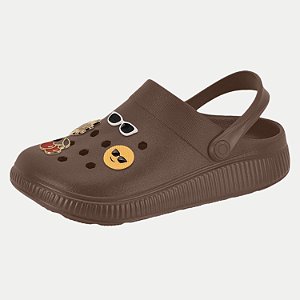 SANDALIA MOLECA CLOG COM APLIQUES MARROM FEMININA ADULTO