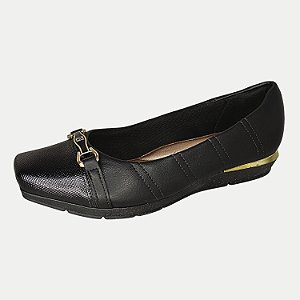 SAPATO PICCADILLY ANABELA BAIXO MAXI PRETOT FEMININO ADULTO