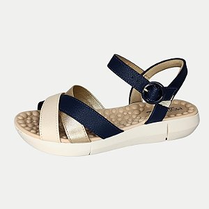 SANDALIA MODARE ANABELA BAIXA MASSAGEADOR AZUL MARINHO FEMININA ADULTO
