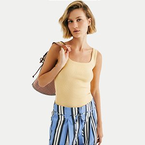 BLUSA HERING REGATA MALHA CANELADA AMARELO FEMININO ADULTO
